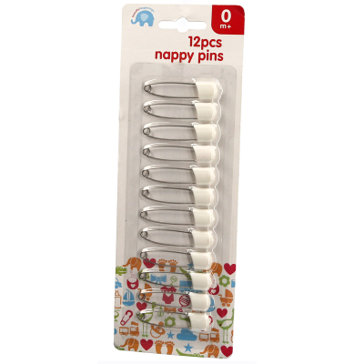 12PCS WHITE NAPPY PINS