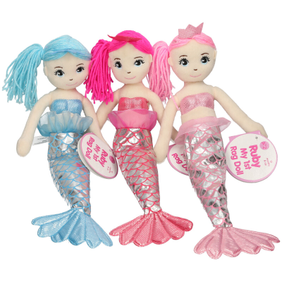 46CM RAG MERMAID DOLL (3 ASSTD)