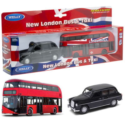 DC PULL BACK NEW LONDON BUS/TAXI 1:72