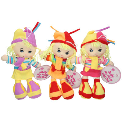 28CM RAG DOLL IN COLOURFUL OUTFIT (3ASS)