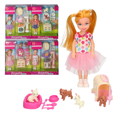 DOLL WITH PETS SET (4 ASST)