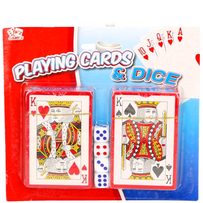 TWIN PLAYING CARDS WITH 4 DICE