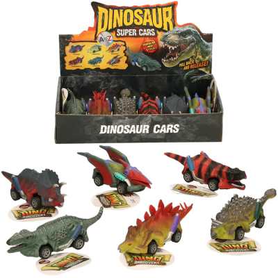 DINO CAR PULL BACK 13CM (6 ASST) CDU