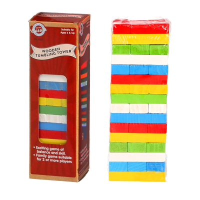 COLOURED WOOD TUMBLING TOWER