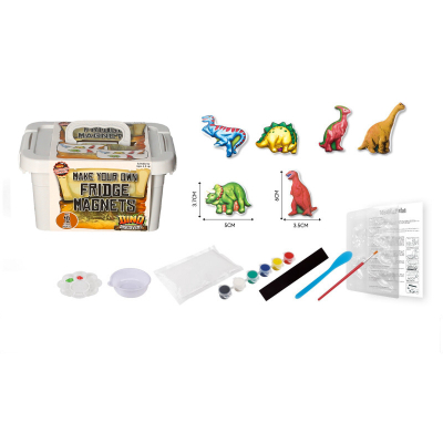 Make Your Own Dinosaur Fridge Magnets in Case (12pcs)
