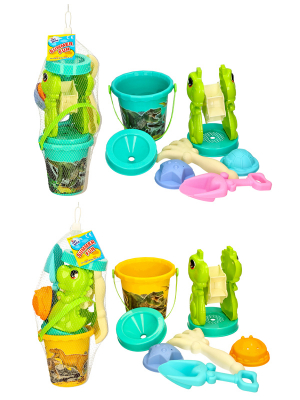 Beach Bucket Dinosaur Set 6pcs (2 asstd)