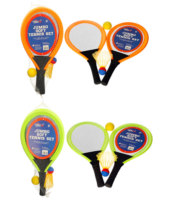 Soft Jumbo Tennis Twin Set with Ball & Shuttlecock (2 asstd)