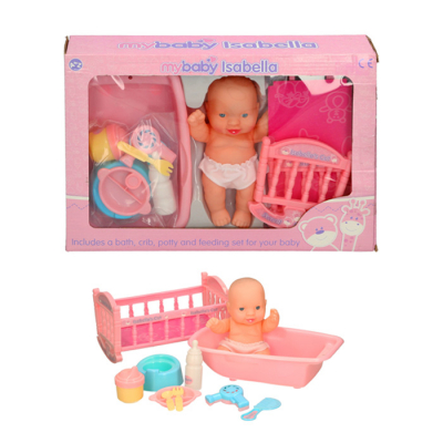 Isabella Baby Doll Cot & Feeding Set