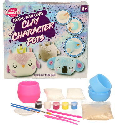 Make Your Own Clay Character Pots (2pcs)