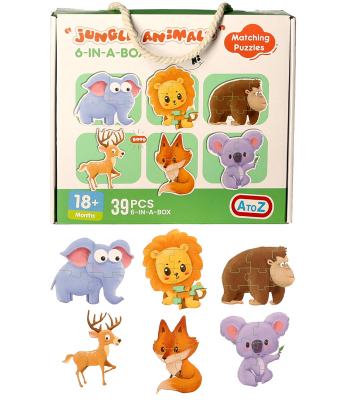 6 in a Box Jungle Animal Jigsaw Puzzles