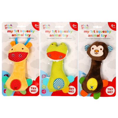 Soft Squeaky Animal Toy (3 asstd)