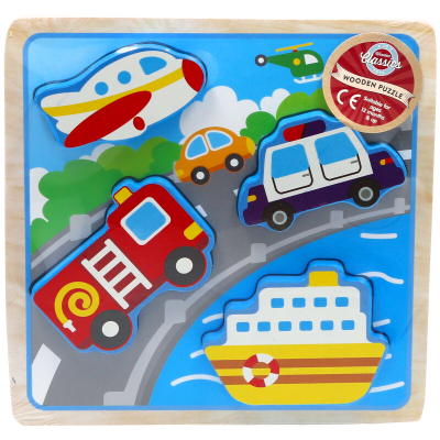 Wooden Chunky Vehicle Puzzle 4pcs