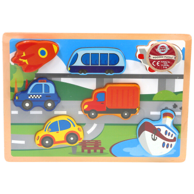 Wooden Chunky Vehicle Puzzle 7pcs
